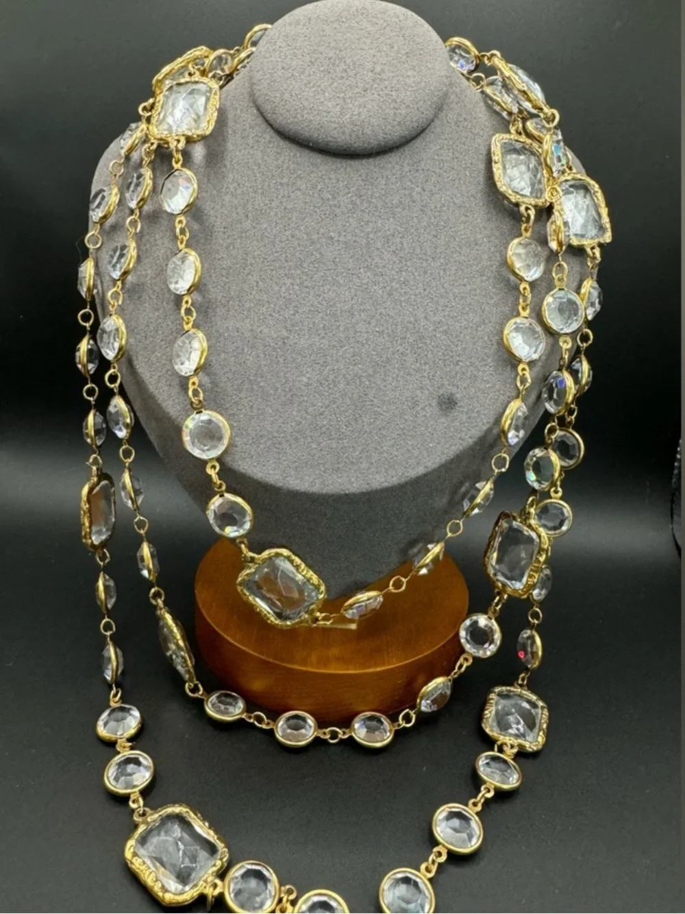 Chanel 24K Gold Plated 1981 Vintage Chicklet Long Opera Necklace, Collectors